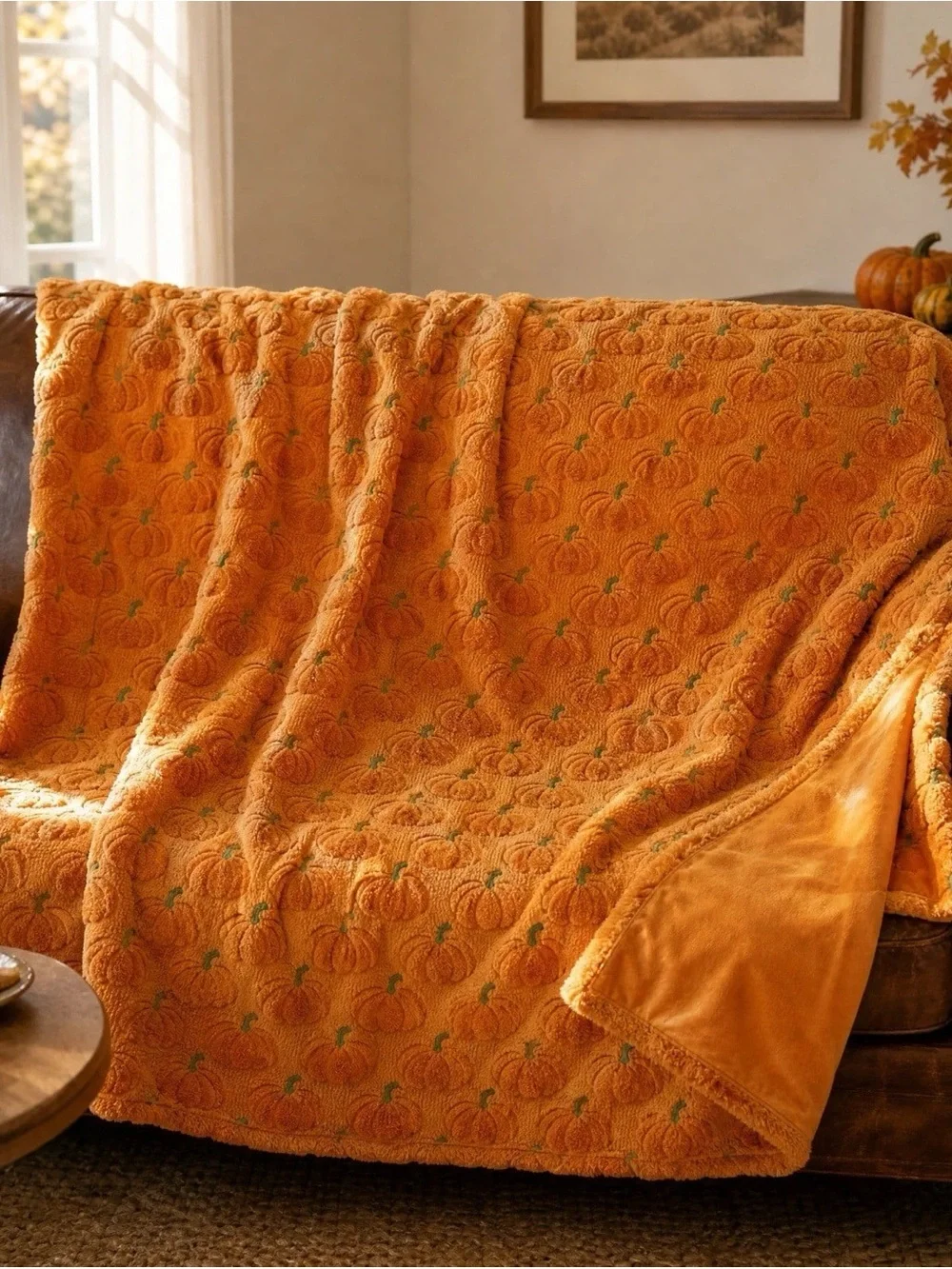 VIRAL Costco Pumpkin Embroidered Faux Fur Throw